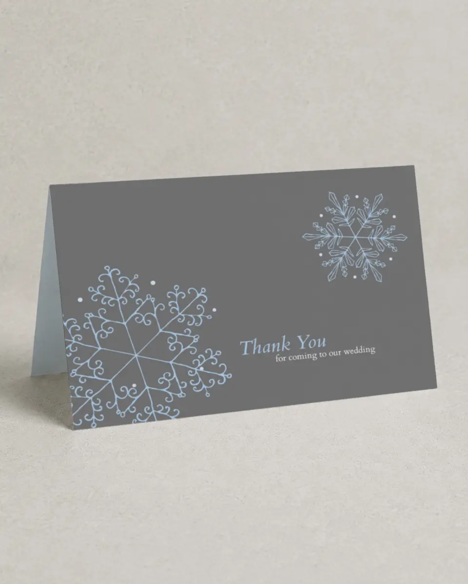 This is a 4" x 6" Folded Thank You Card called Seasonal Snowflake printed in full color on Premium Smooth paper
