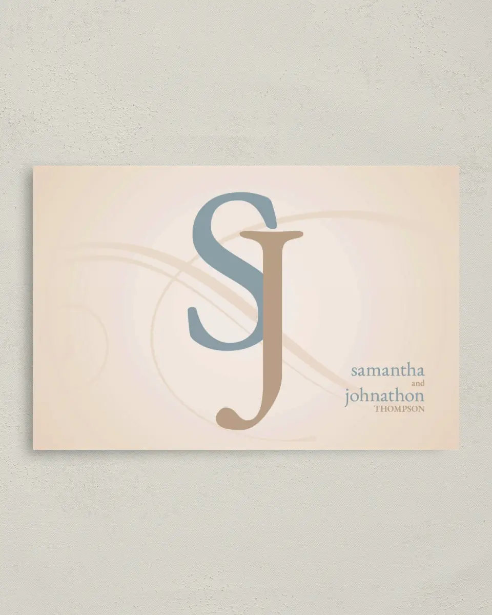 This is a 4" x 6" Folded Thank You Card called Artful Monogram printed in full color on Premium Smooth paper