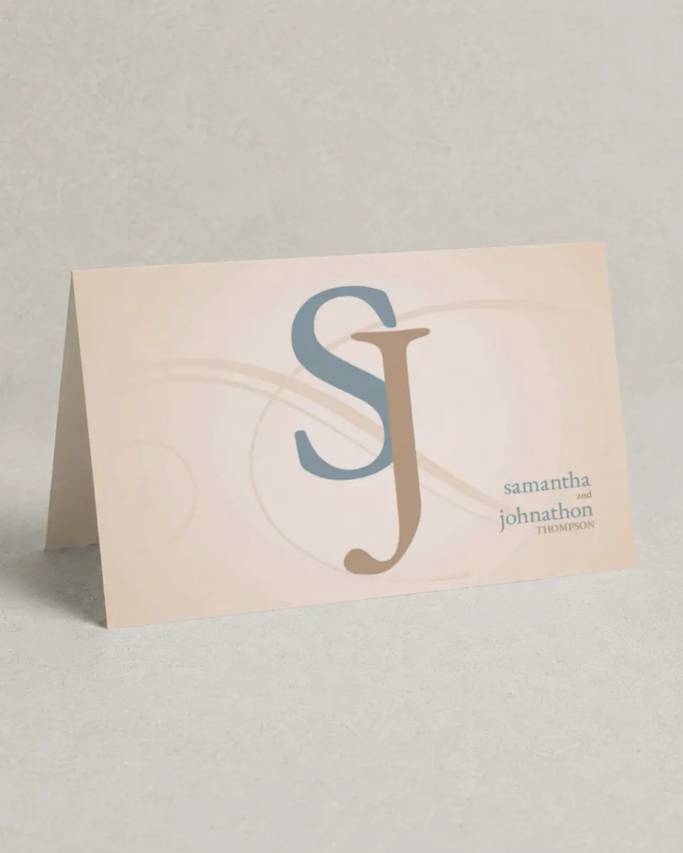 This is a 4" x 6" Folded Thank You Card called Artful Monogram printed in full color on Premium Smooth paper