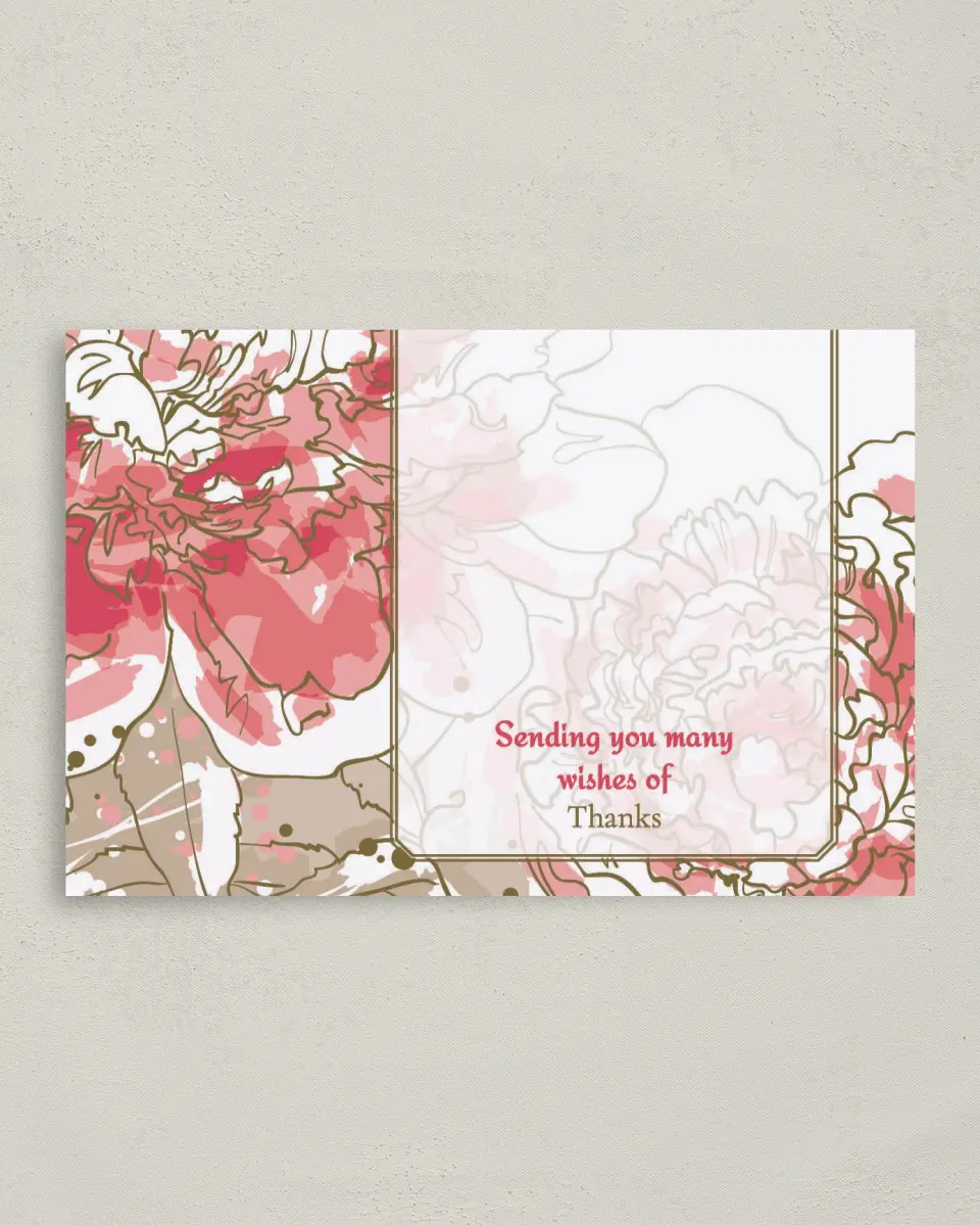 This is a 4" x 6" Folded Thank You Card called Watercolor Bloom printed in full color on Premium Smooth paper