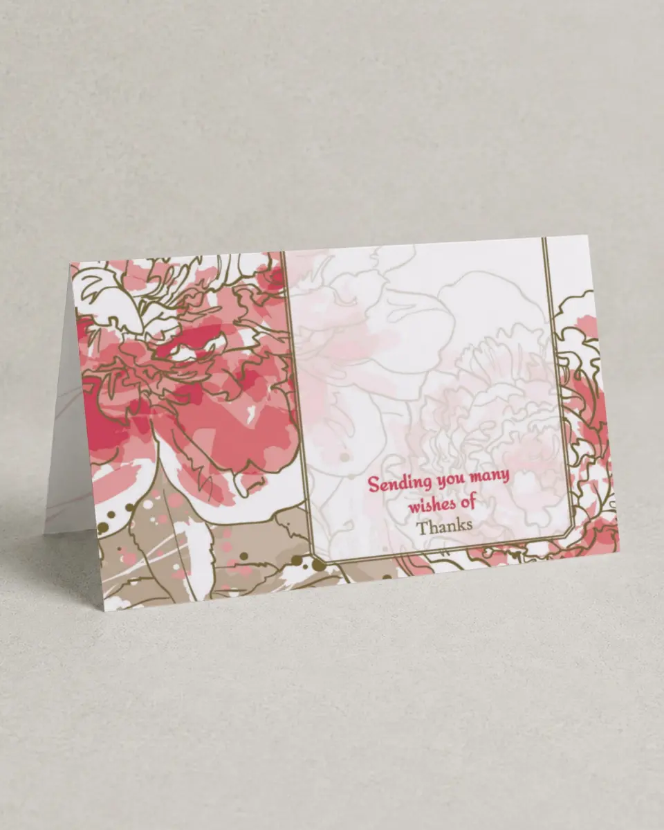 This is a 4" x 6" Folded Thank You Card called Watercolor Bloom printed in full color on Premium Smooth paper