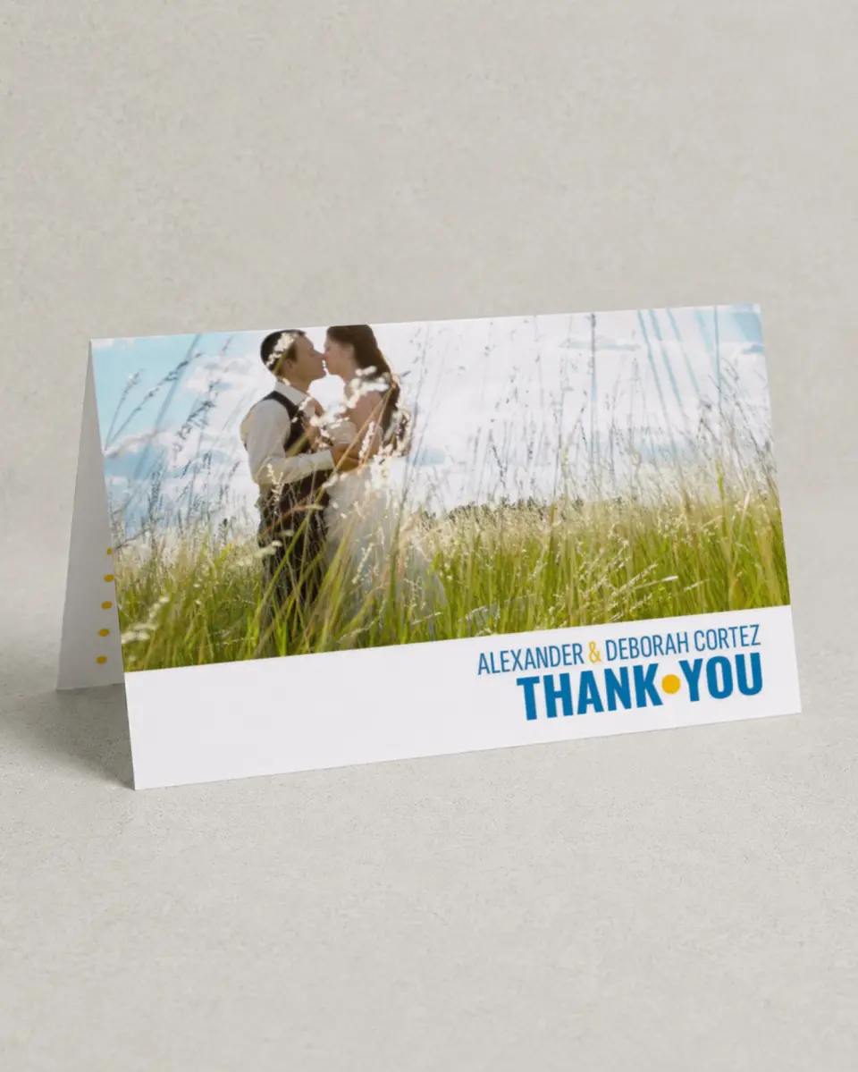 This is a 4" x 6" Folded Thank You Card called I Got You Babe! printed in full color on Premium Smooth paper