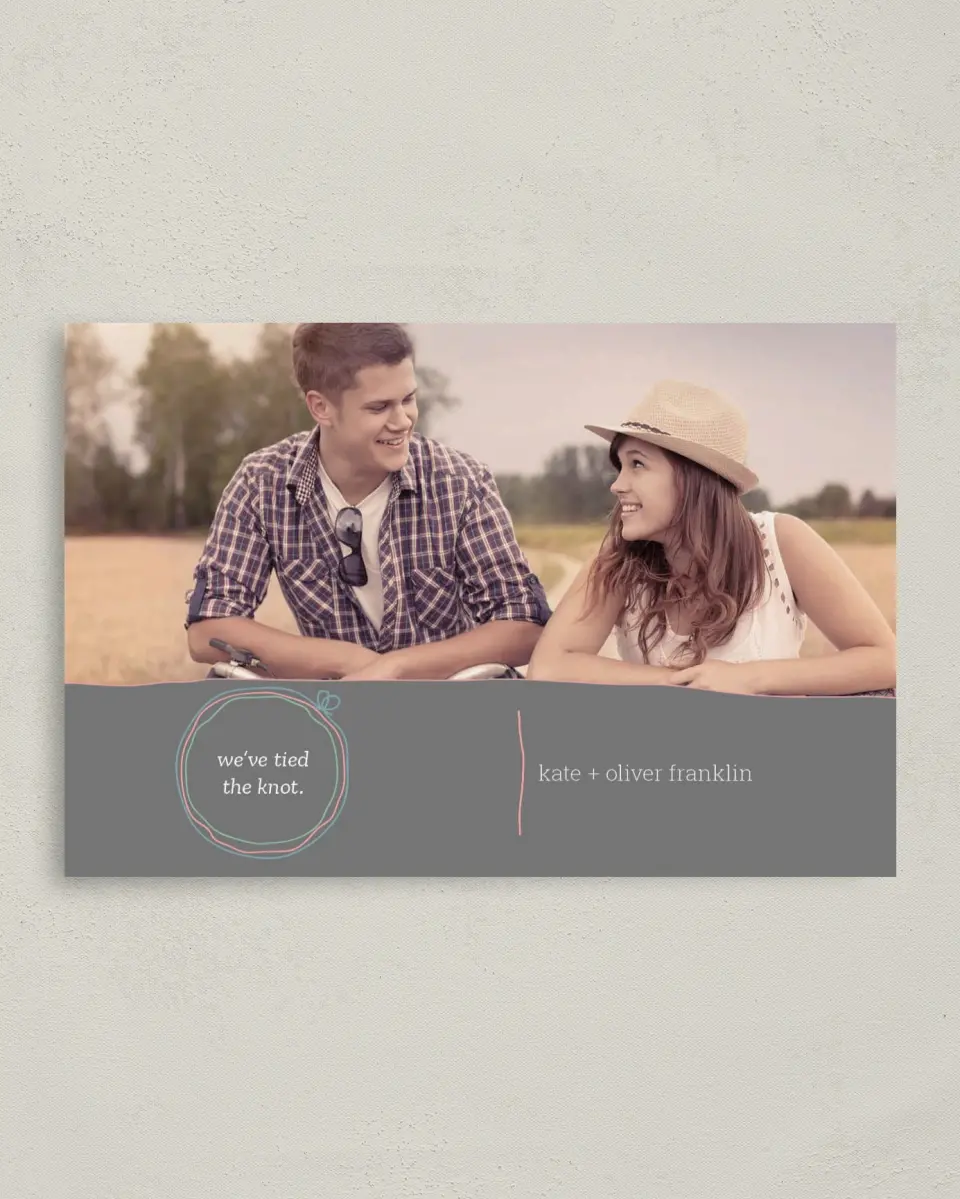 This is a 4" x 6" Folded Thank You Card called Simple Knot printed in full color on Premium Smooth paper