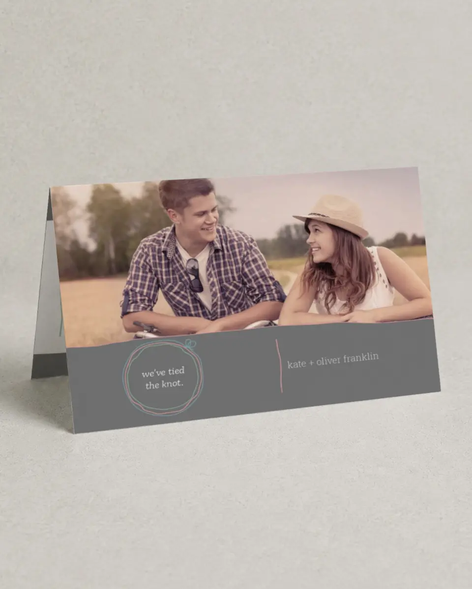 This is a 4" x 6" Folded Thank You Card called Simple Knot printed in full color on Premium Smooth paper