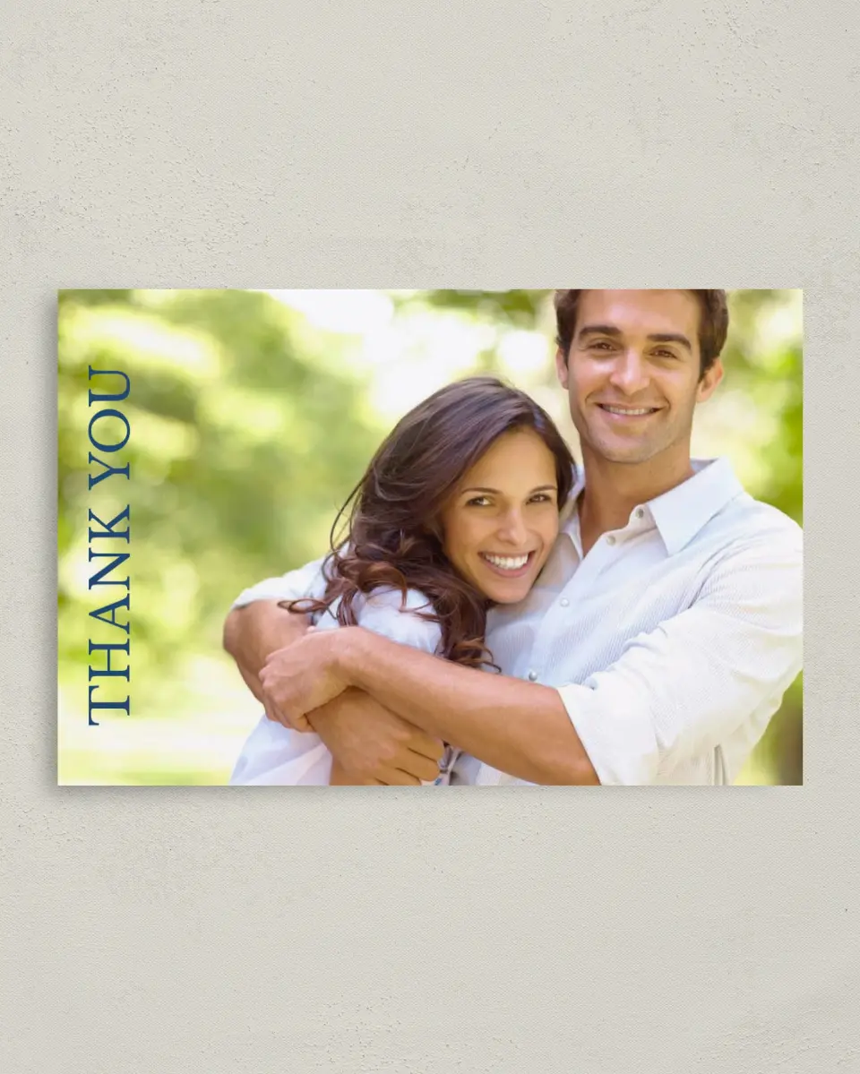 This is a 4" x 6" Folded Thank You Card called Timeless Photo printed in full color on Premium Smooth paper