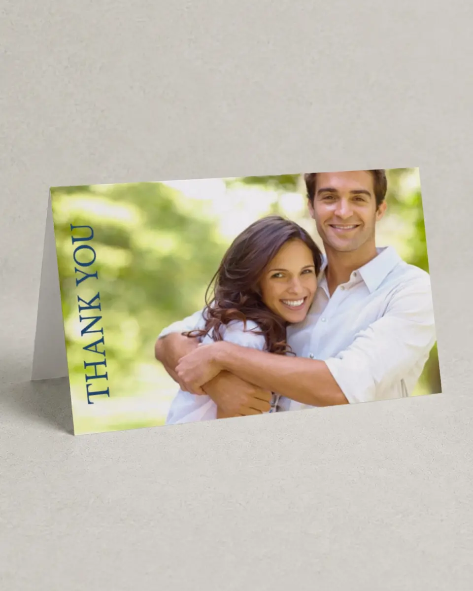 This is a 4" x 6" Folded Thank You Card called Timeless Photo printed in full color on Premium Smooth paper