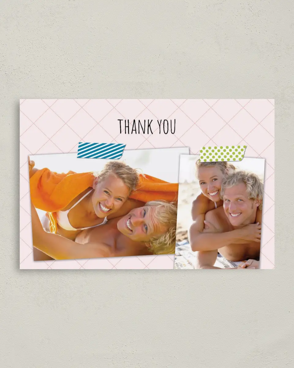 This is a 4" x 6" Folded Thank You Card called Washi Photo Collection printed in full color on Premium Smooth paper