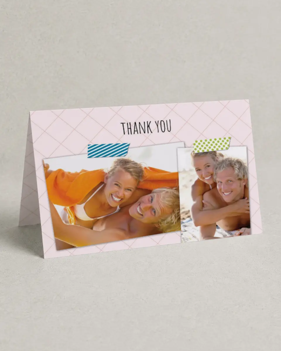 This is a 4" x 6" Folded Thank You Card called Washi Photo Collection printed in full color on Premium Smooth paper