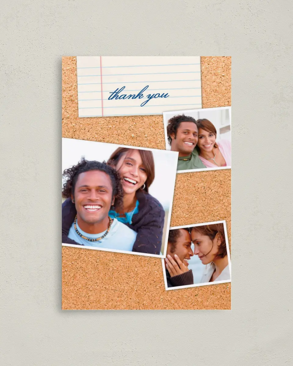 This is a 4" x 6" Folded Thank You Card called Sweet Snapshots printed in full color on Premium Smooth paper