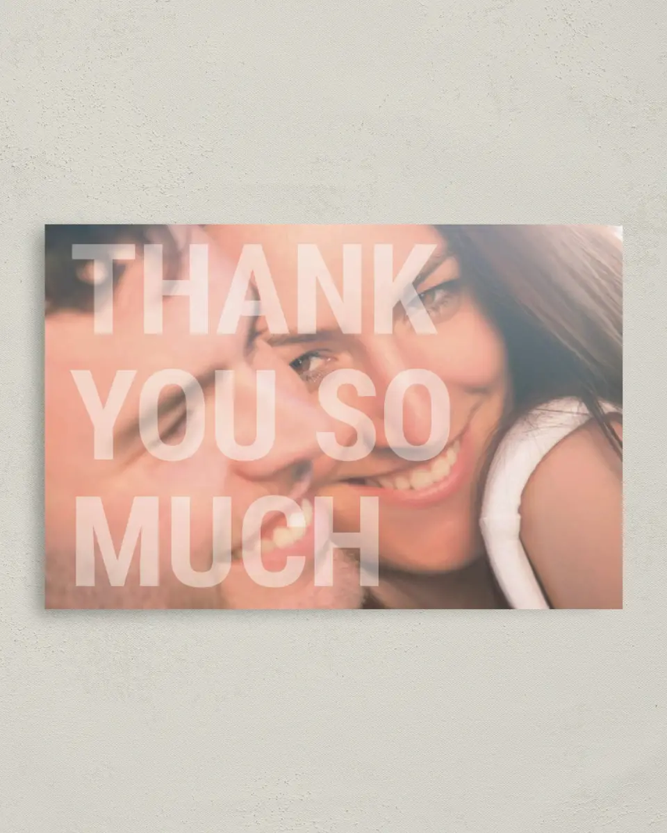 This is a 4" x 6" Folded Thank You Card called See Through Love printed in full color on Premium Smooth paper