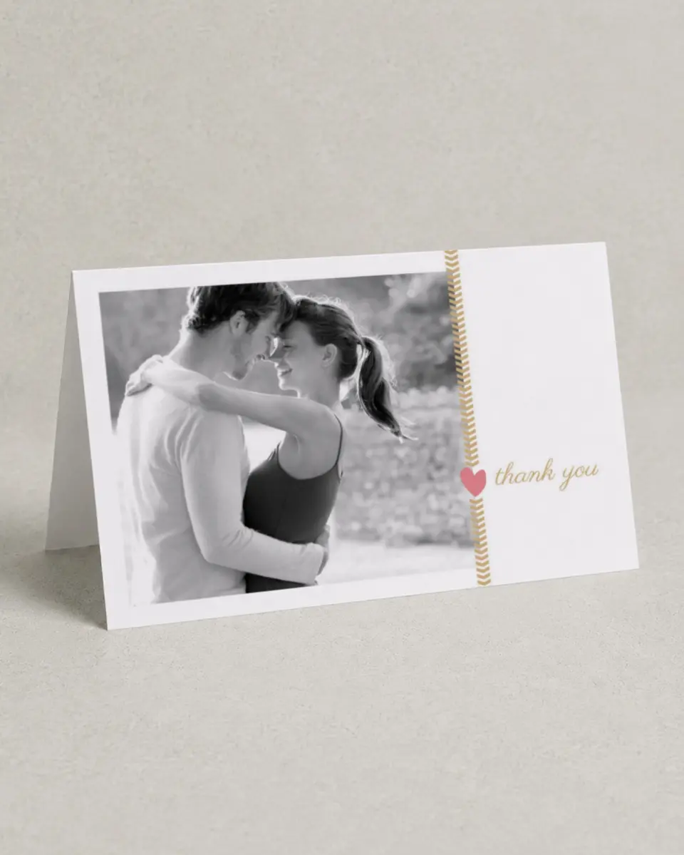 This is a 4" x 6" Folded Thank You Card called Story of Us printed in full color on Premium Smooth paper