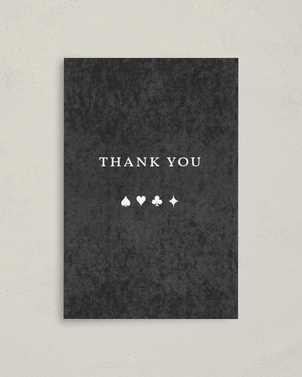 This is a 4" x 6" Folded Thank You Card called Vegas Luxe printed in full color on Premium Smooth paper