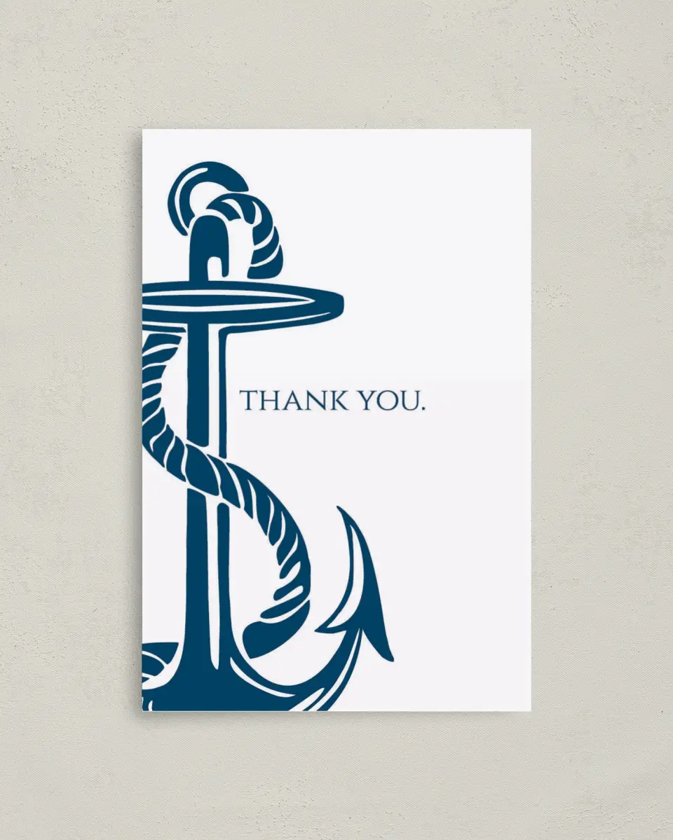 This is a 4" x 6" Folded Thank You Card called Love's Anchor printed in full color on Premium Smooth paper