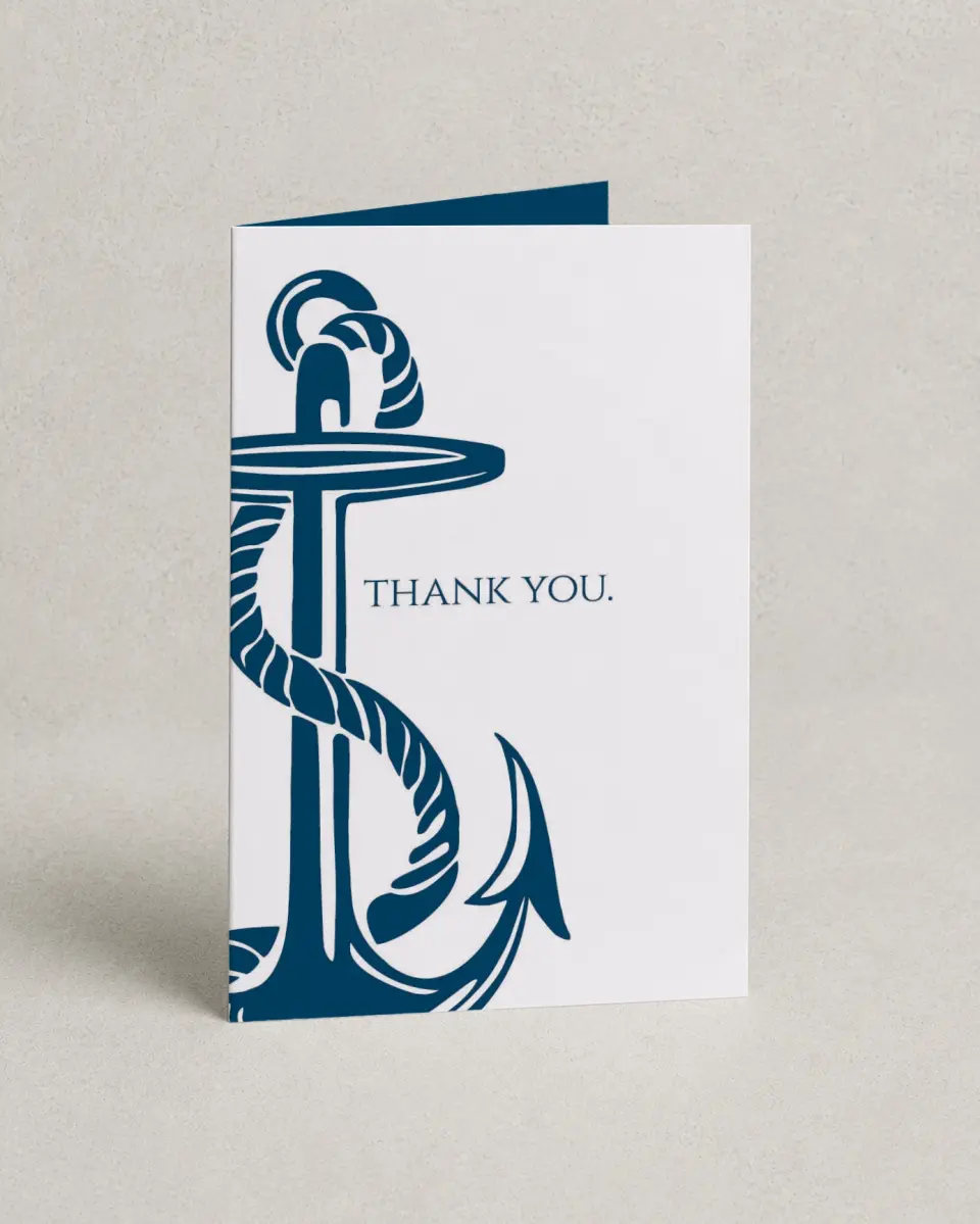 This is a 4" x 6" Folded Thank You Card called Love's Anchor printed in full color on Premium Smooth paper