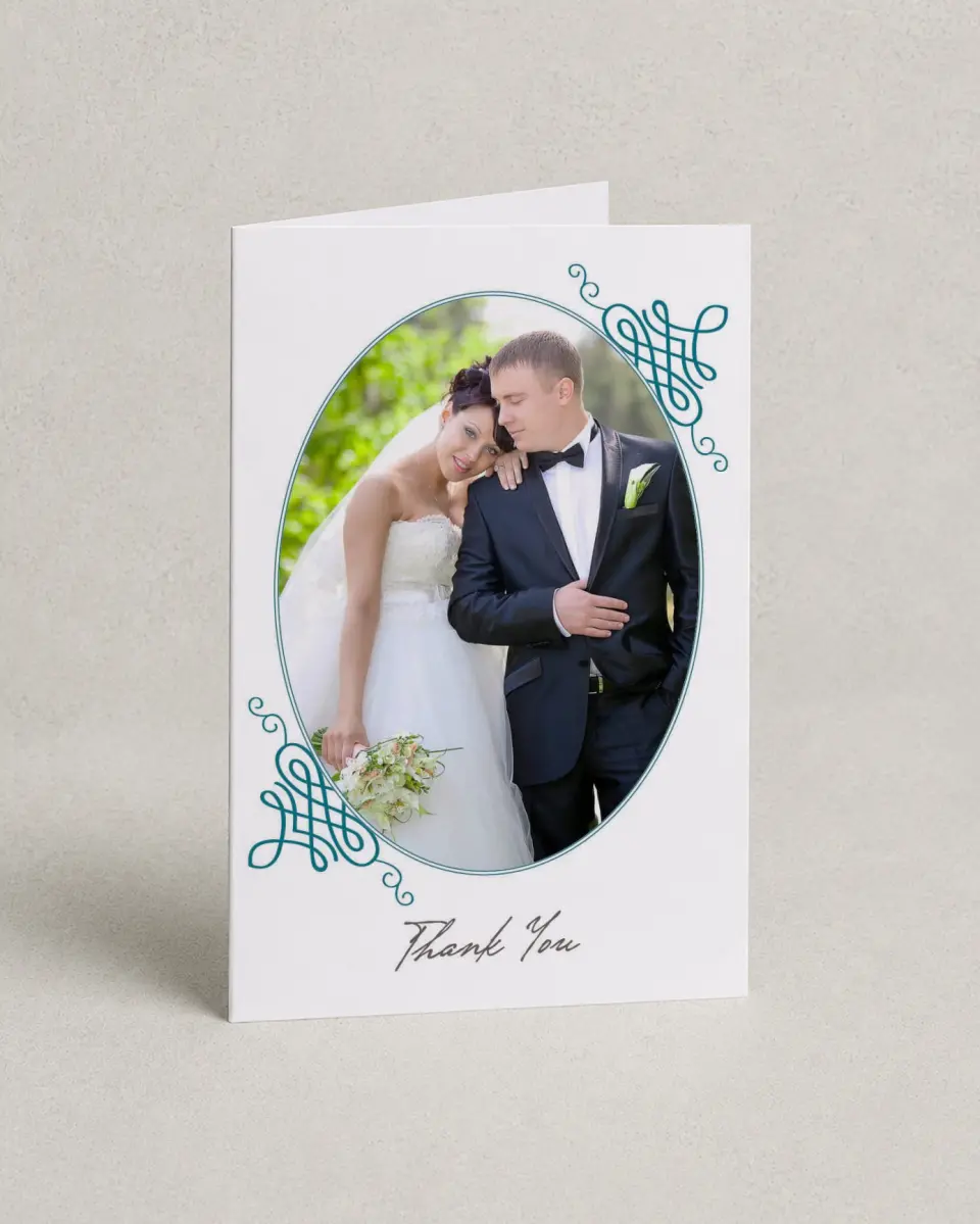 This is a 4" x 6" Folded Thank You Card called Simple Luxury printed in full color on Premium Smooth paper