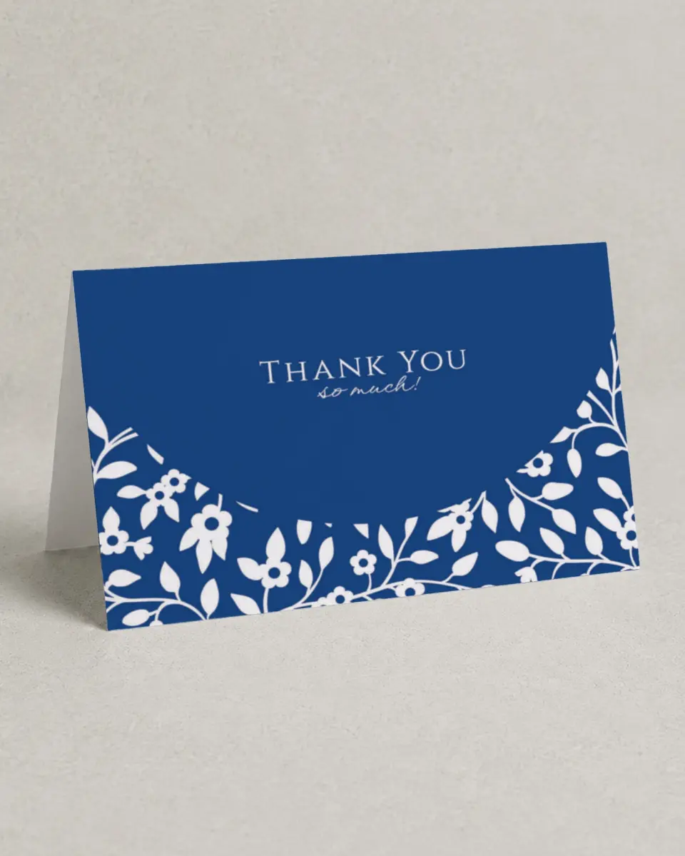 This is a 4" x 6" Folded Thank You Card called Secret Garden printed in full color on Premium Smooth paper