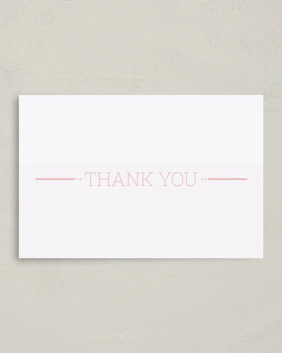 This is a 4" x 6" Folded Thank You Card called Sweetly Charmed printed in full color on Premium Smooth paper