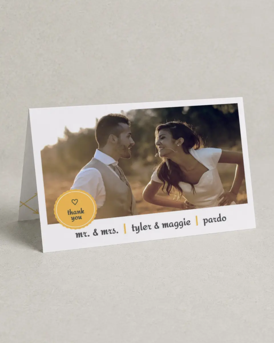 This is a 4" x 6" Folded Thank You Card called Love Compass printed in full color on Premium Smooth paper