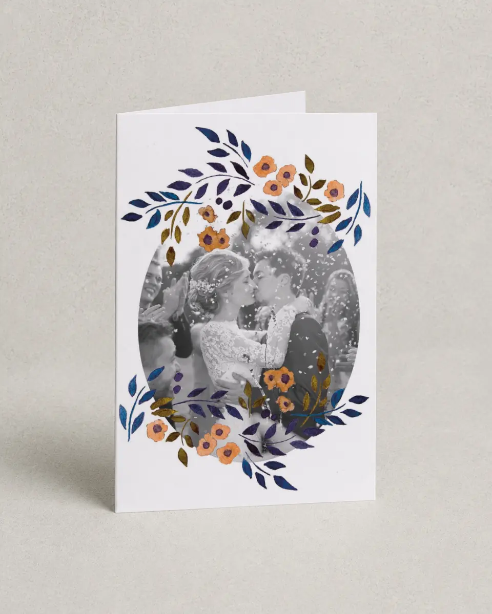 This is a 4" x 6" Folded Thank You Card called Perfectly Plaid printed in full color on Premium Smooth paper