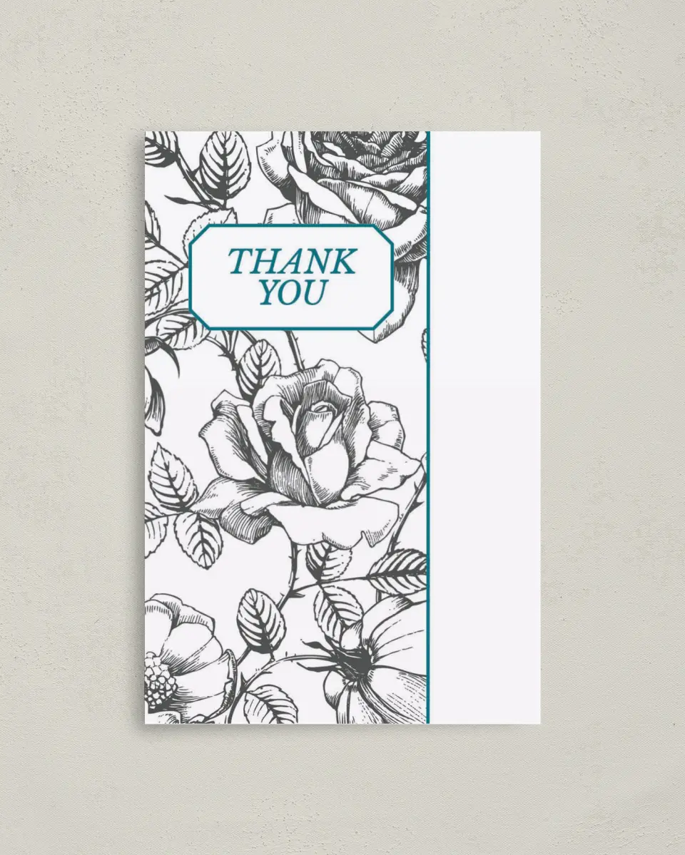 This is a 4" x 6" Folded Thank You Card called Vintage Botanicals printed in full color on Premium Smooth paper