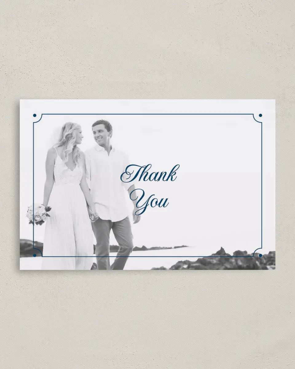This is a 4" x 6" Folded Thank You Card called Grand Soiree printed in full color on Premium Smooth paper