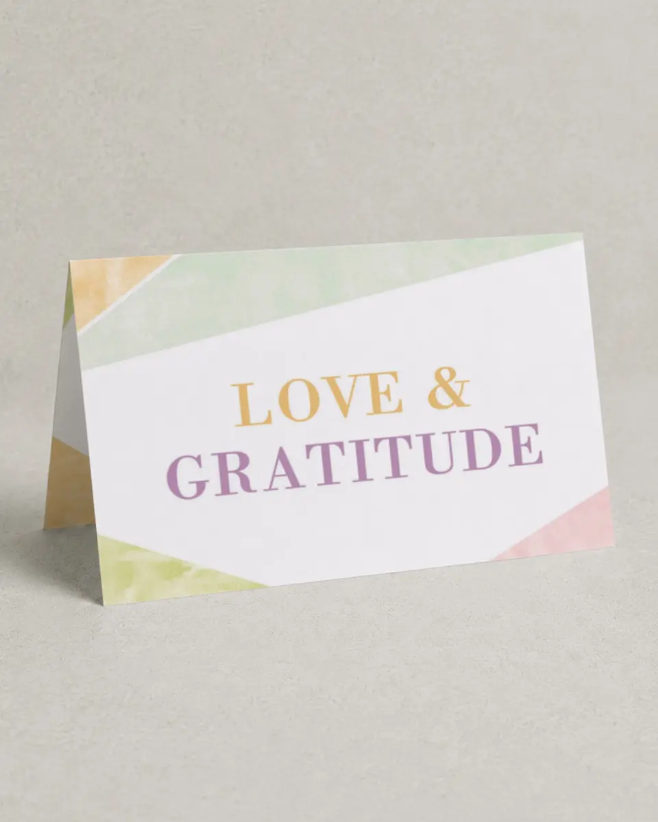 This is a 4" x 6" Folded Thank You Card called Be Happy! printed in full color on Premium Smooth paper