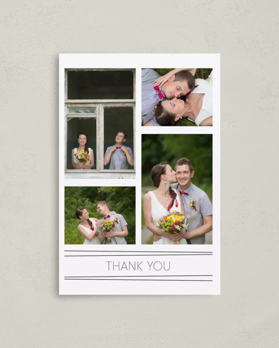 This is a 4" x 6" Folded Thank You Card called Forever Mine printed in full color on Premium Smooth paper