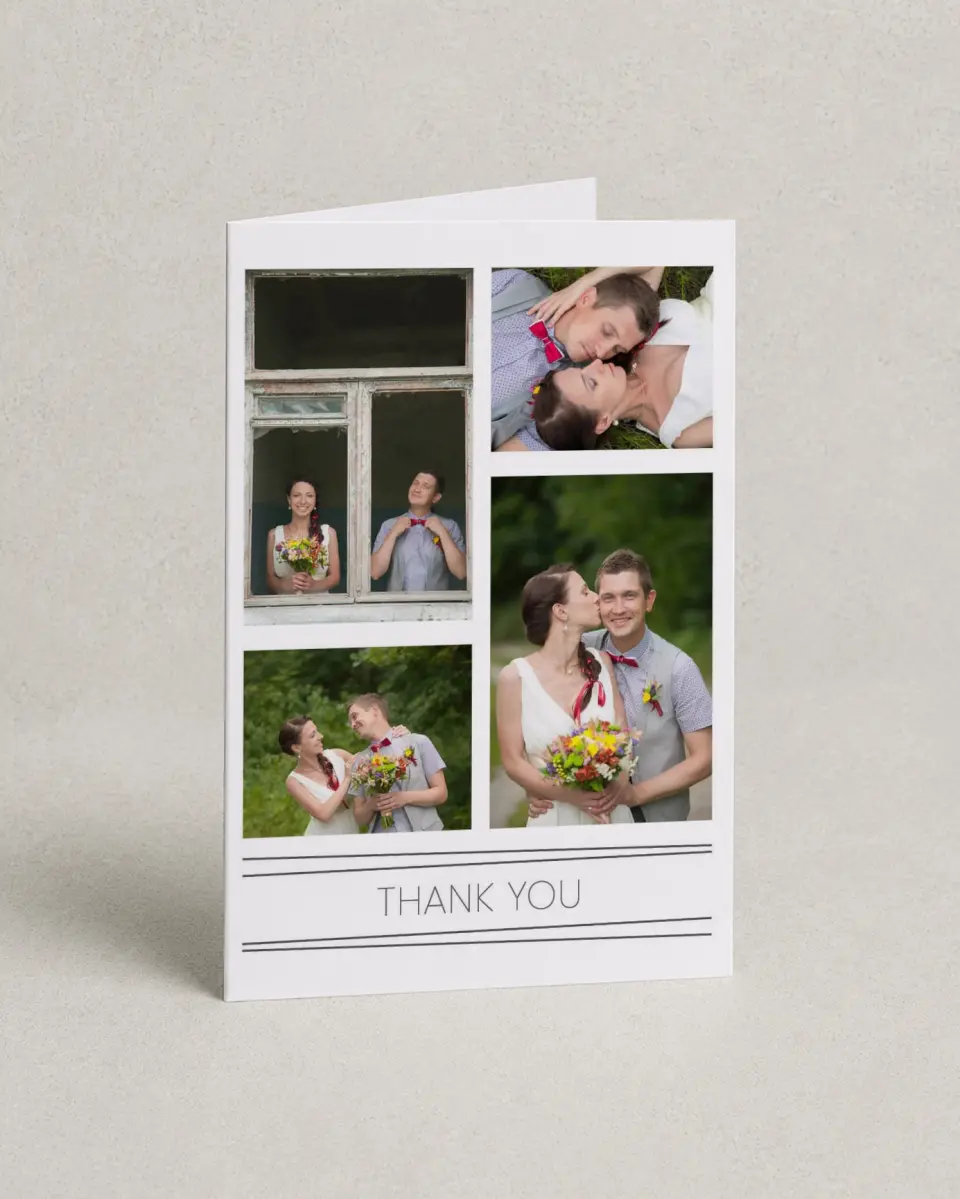 This is a 4" x 6" Folded Thank You Card called Forever Mine printed in full color on Premium Smooth paper