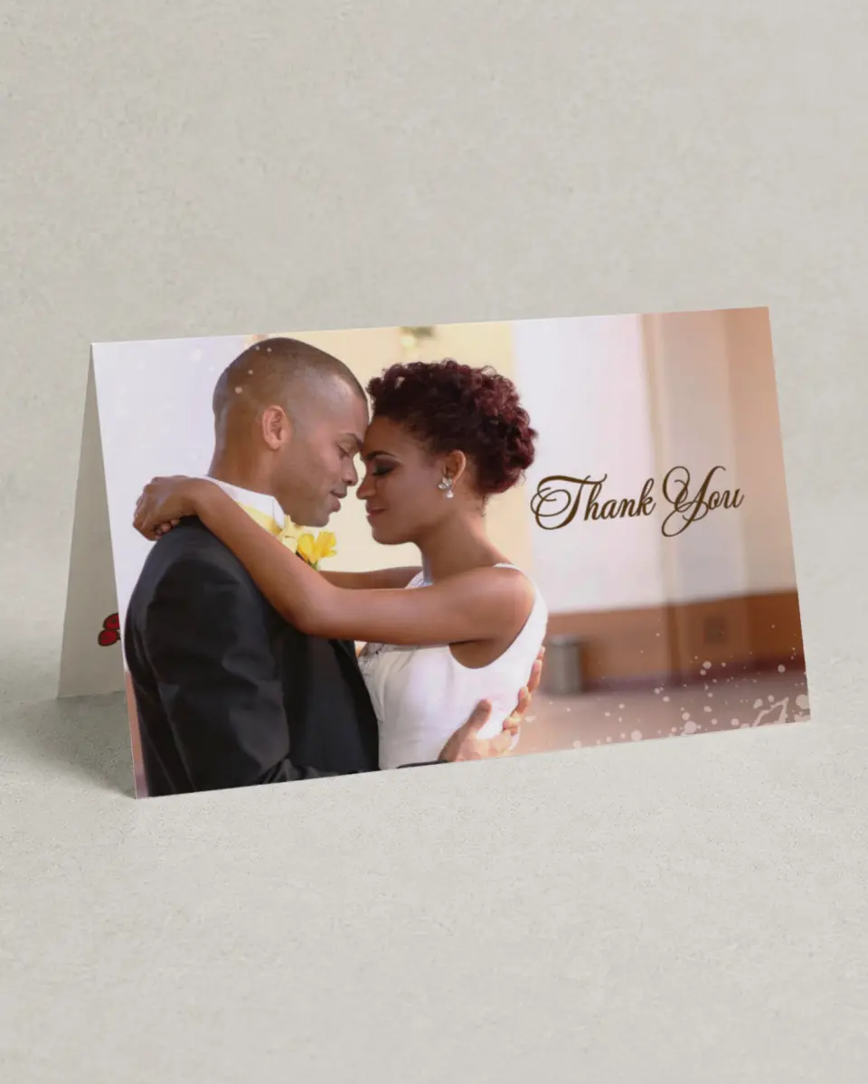 This is a 4" x 6" Folded Thank You Card called Winter Berries printed in full color on Premium Smooth paper