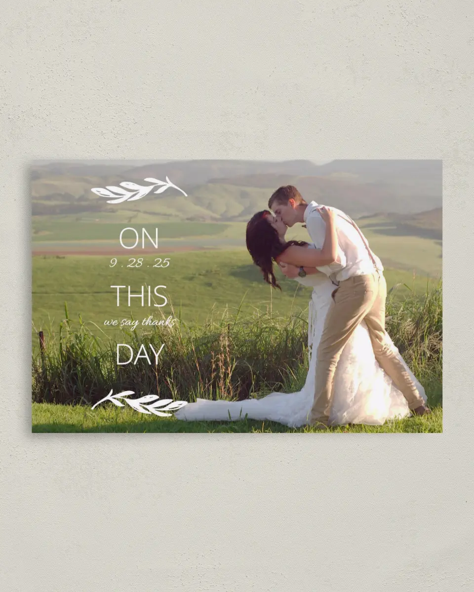 This is a 4" x 6" Folded Thank You Card called This Joyful Day printed in full color on Premium Smooth paper
