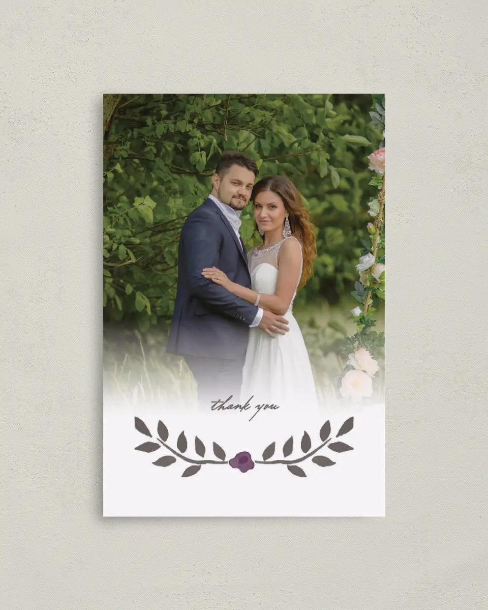 This is a 4" x 6" Folded Thank You Card called Painterly Love printed in full color on Premium Smooth paper
