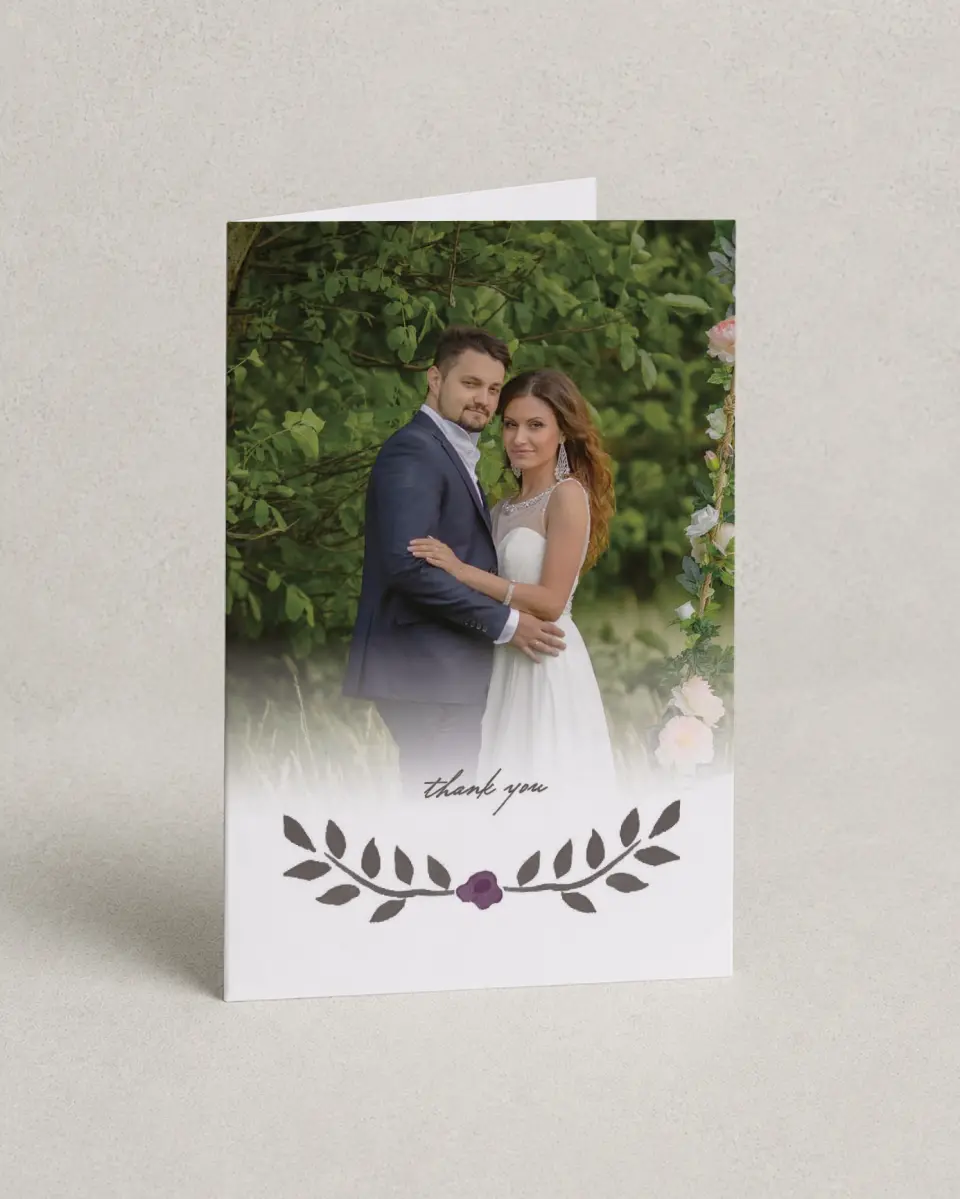 This is a 4" x 6" Folded Thank You Card called Painterly Love printed in full color on Premium Smooth paper