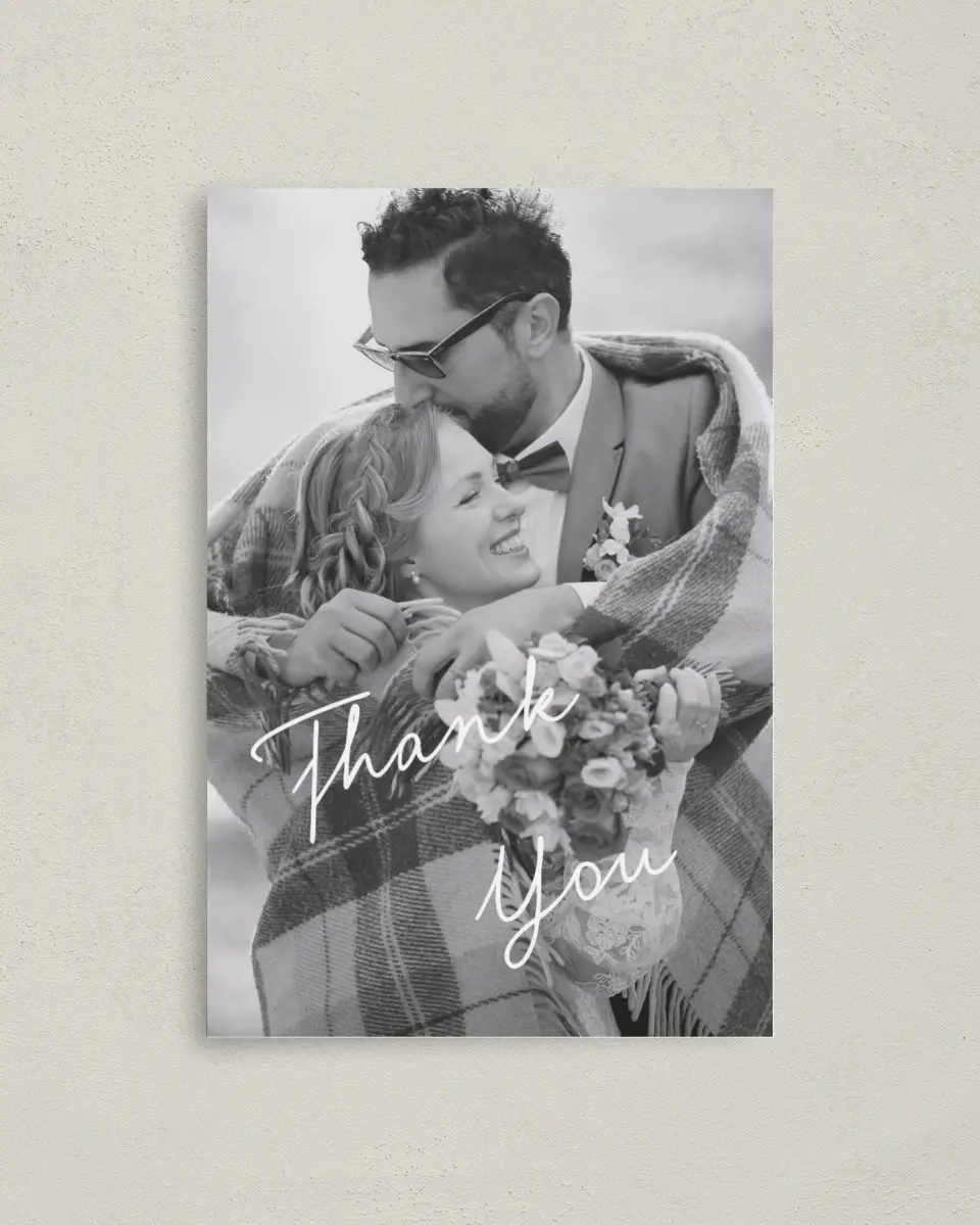 This is a 4" x 6" Folded Thank You Card called Enchanted Day printed in full color on Premium Smooth paper