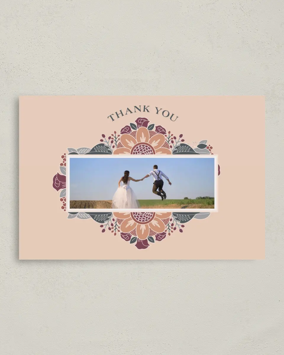 This is a 4" x 6" Folded Thank You Card called Zentangle Bloom printed in full color on Premium Smooth paper