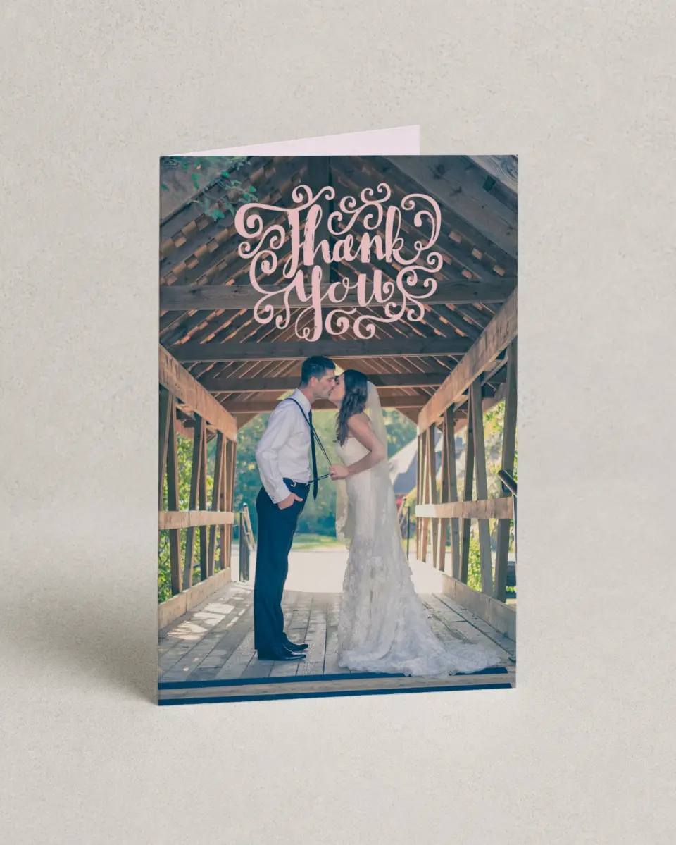 This is a 4" x 6" Folded Envelope Seal called Love Letters printed in full color with Gold foil on Luxe Satin (coated) paper
