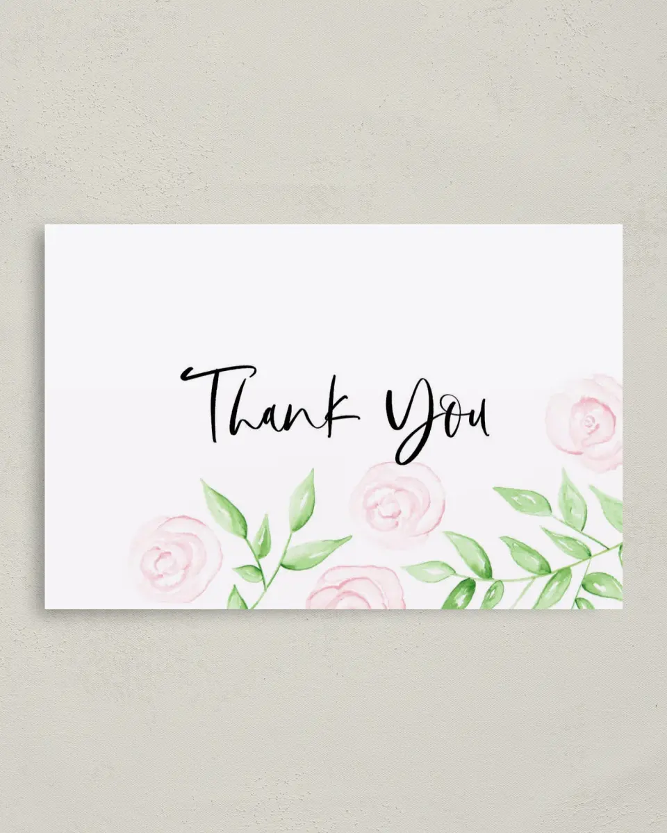 This is a 4" x 6" Folded Thank You Card called Painterly Bouquet printed in full color on Premium Smooth paper