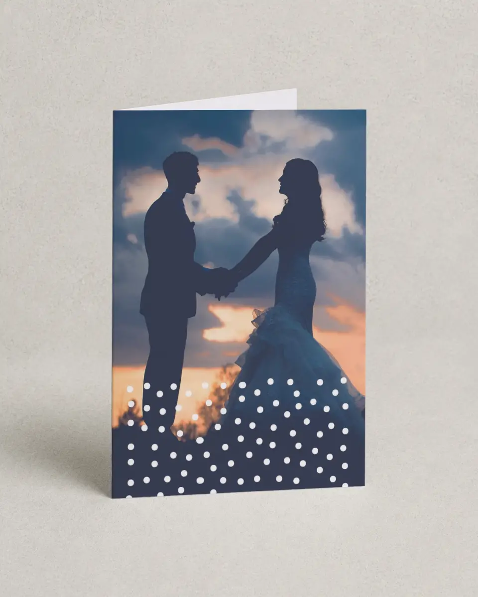 This is a 4" x 6" Folded Thank You Card called Pop of Dots printed in full color on Premium Smooth paper