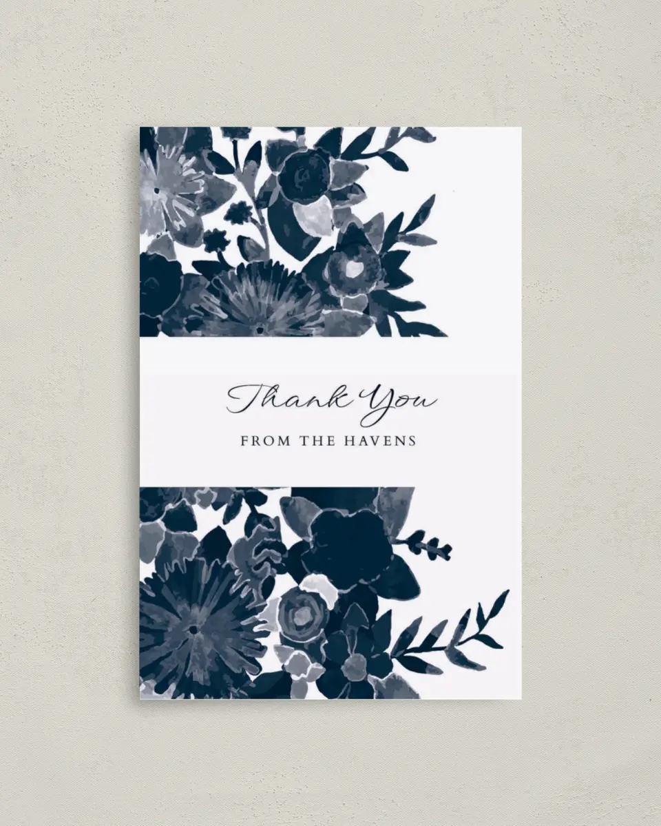 This is a 4" x 6" Folded Thank You Card called Geo Floral printed in full color on Premium Smooth paper