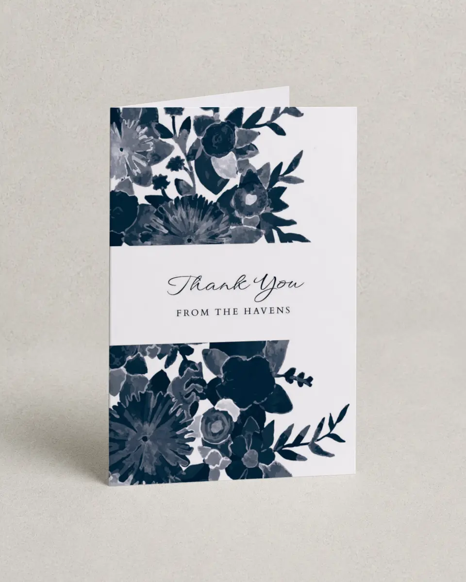 This is a 4" x 6" Folded Thank You Card called Geo Floral printed in full color on Premium Smooth paper