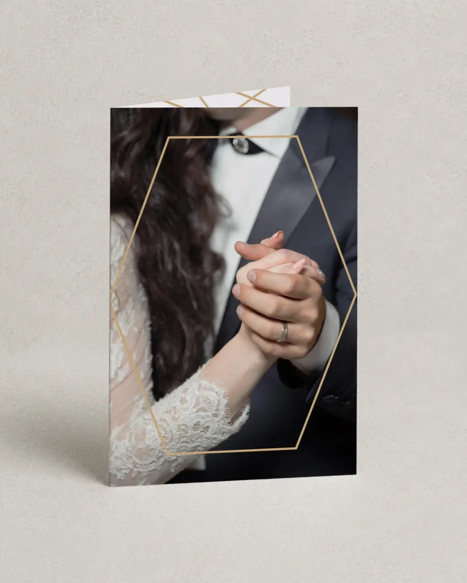 This is a 4" x 6" Folded Thank You Card called Luxe Gem printed in full color on Premium Smooth paper