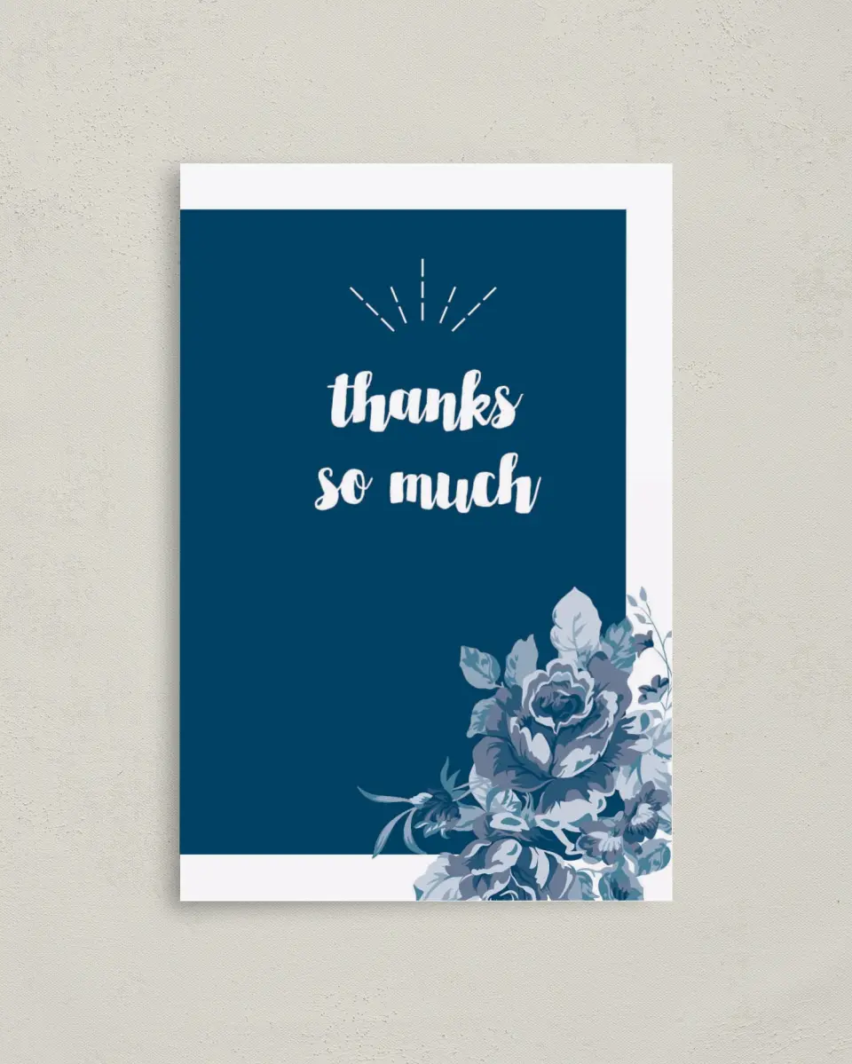 This is a 4" x 6" Folded Thank You Card called Winsome Bouquet printed in full color on Premium Smooth paper