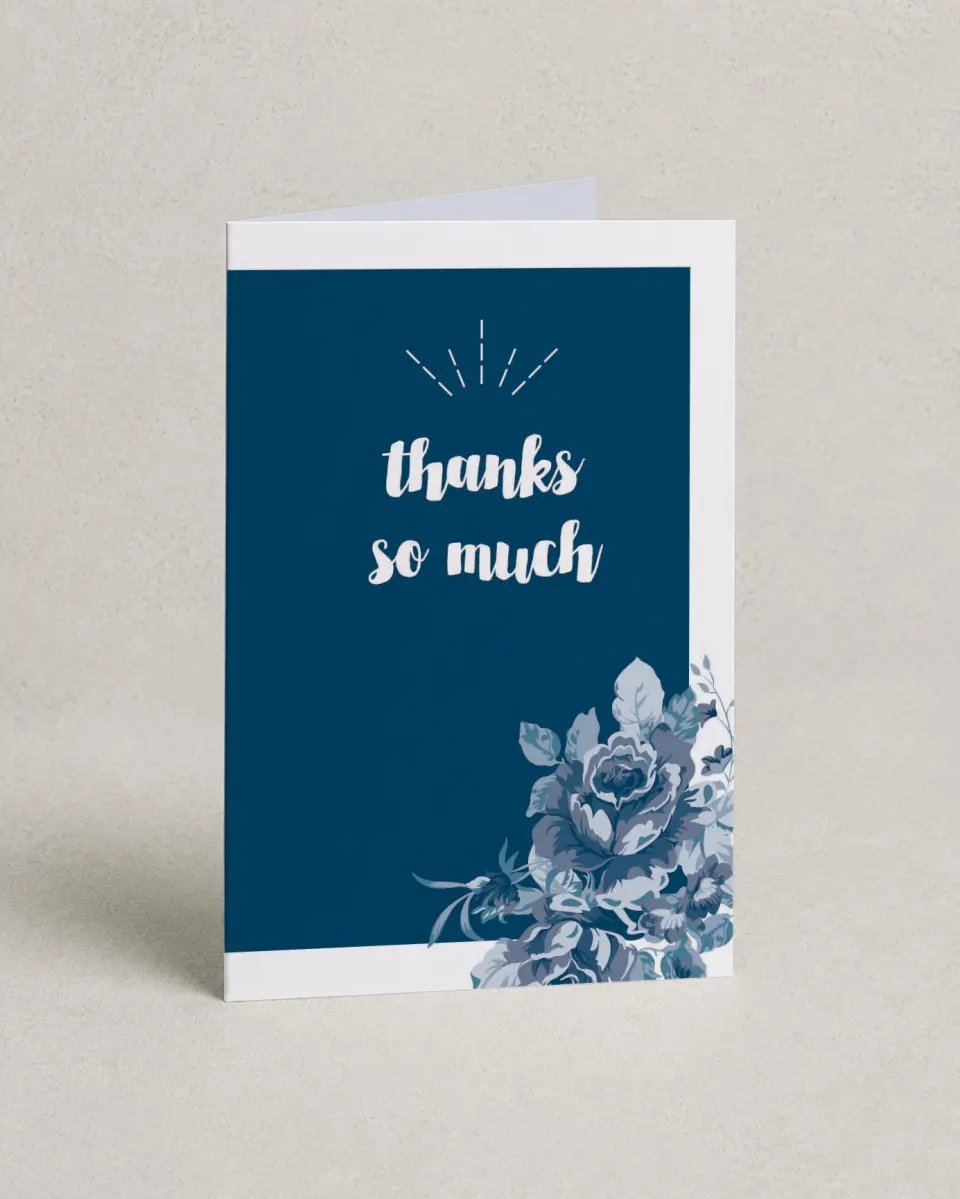 This is a 4" x 6" Folded Thank You Card called Winsome Bouquet printed in full color on Premium Smooth paper