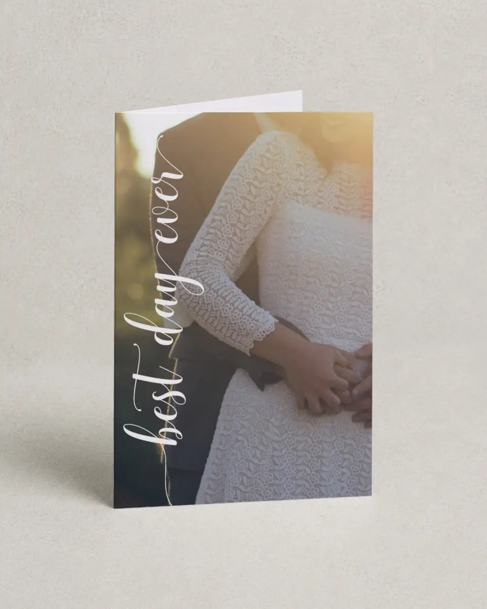 This is a 4" x 6" Folded Thank You Card called True Celebration printed in full color on Premium Smooth paper