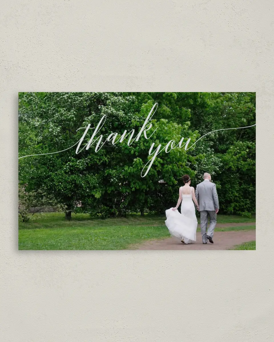 This is a 4" x 6" Folded Thank You Card called Naturally Leaves printed in full color on Premium Smooth paper