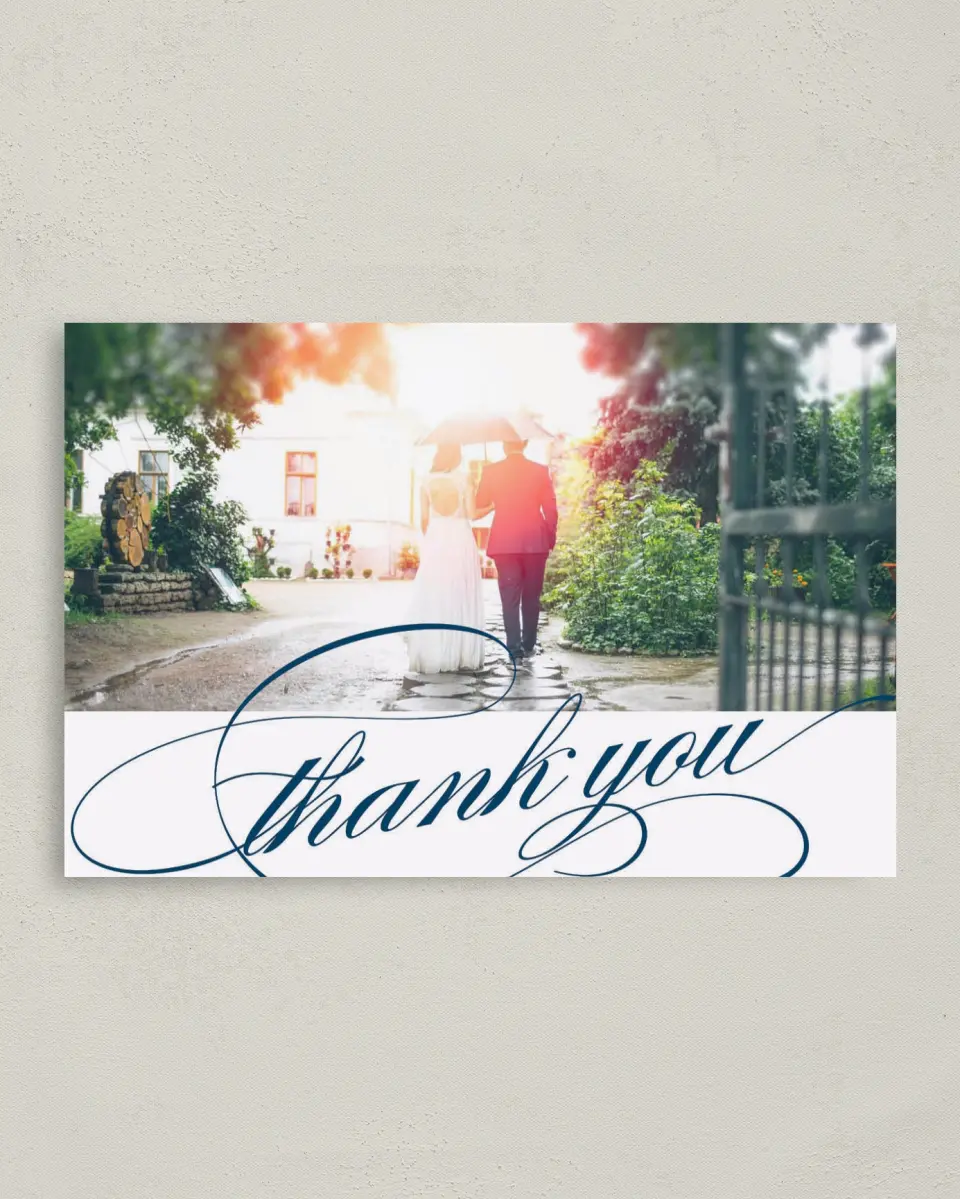 This is a 4" x 6" Folded Thank You Card called Glam District printed in full color on Premium Smooth paper