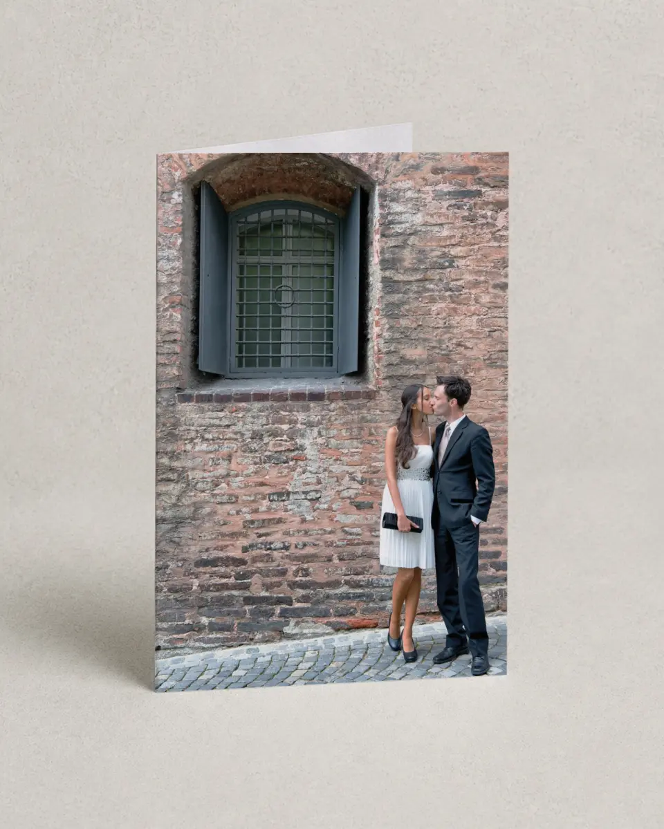 This is a 4" x 6" Folded Thank You Card called Delightful Wreath printed in full color on Premium Smooth paper