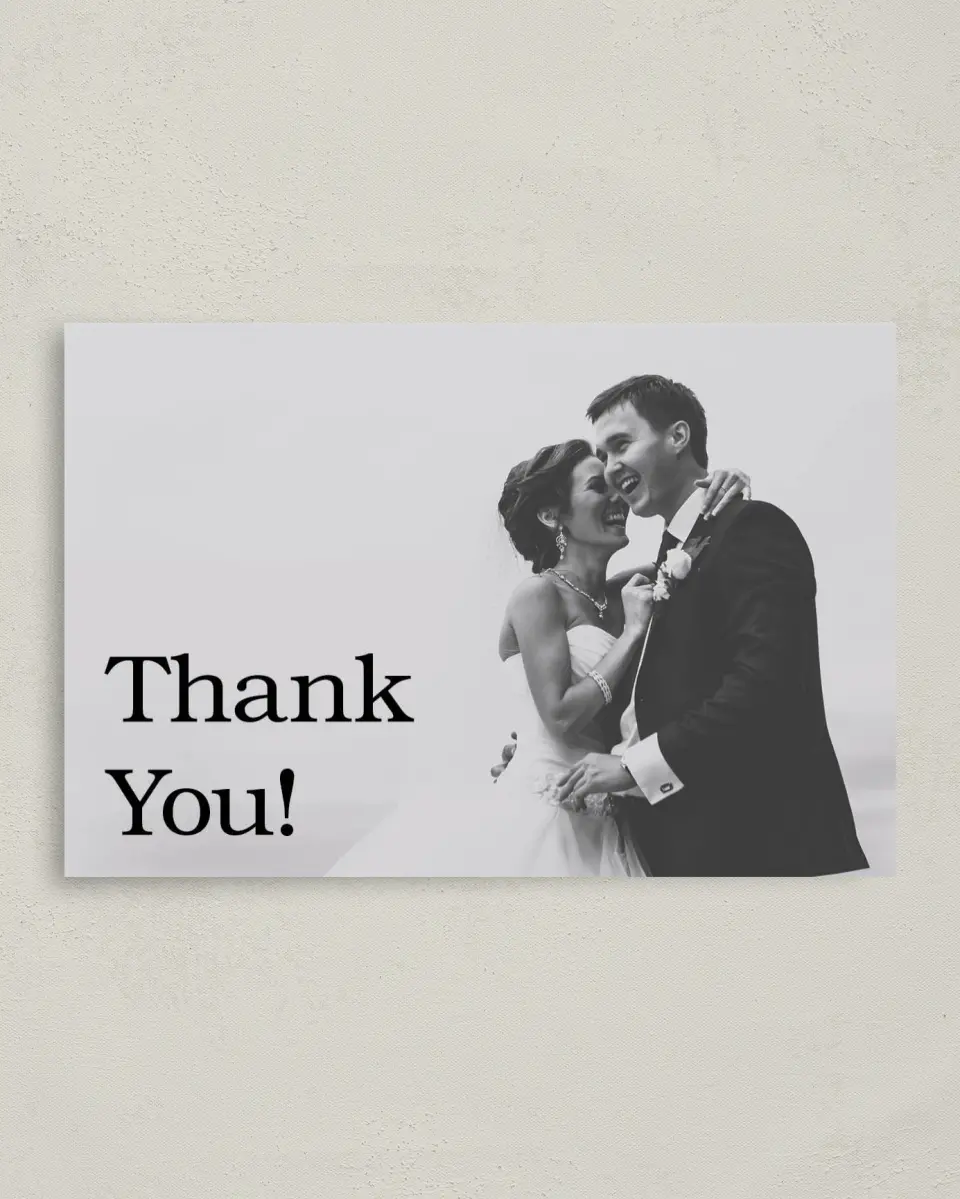 This is a 4" x 6" Folded Thank You Card called Simply Pristine printed in full color on Premium Smooth paper