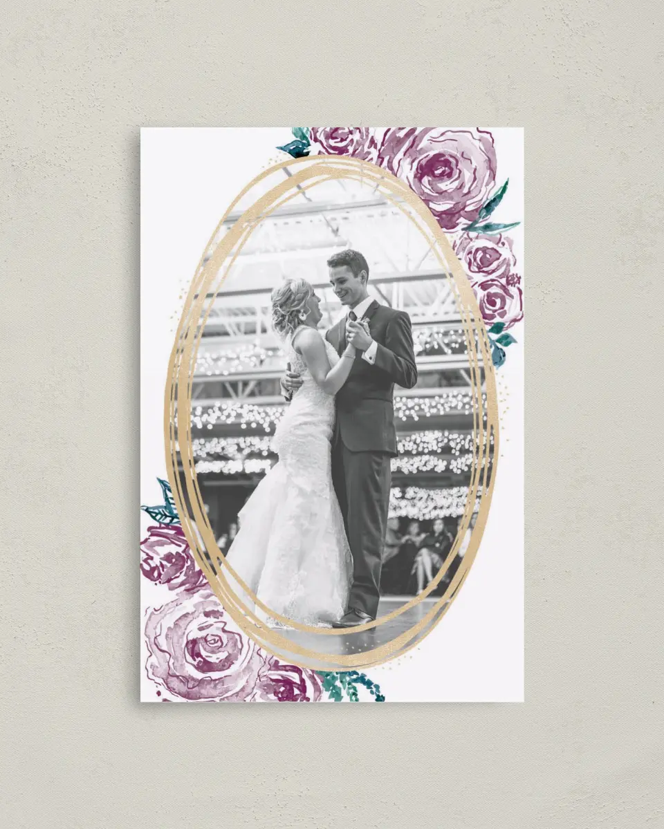 This is a 4" x 6" Folded Thank You Card called Enchanted Bliss printed in full color on Premium Smooth paper