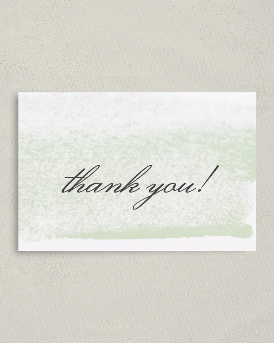 This is a 4" x 6" Folded Thank You Card called Tranquil Twinkle printed in full color on Premium Smooth paper