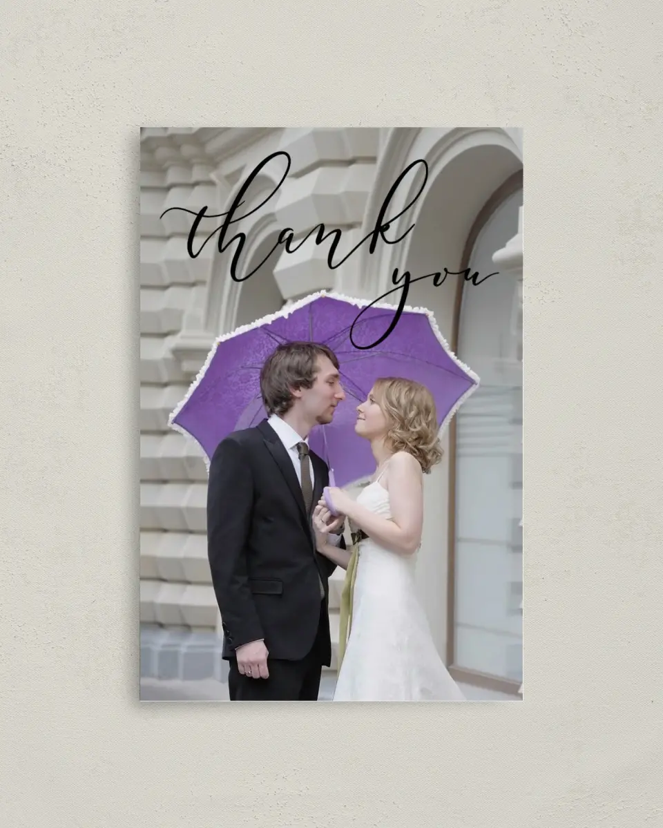 This is a 4" x 6" Folded Thank You Card called Luminous Ombre printed in full color on Premium Smooth paper